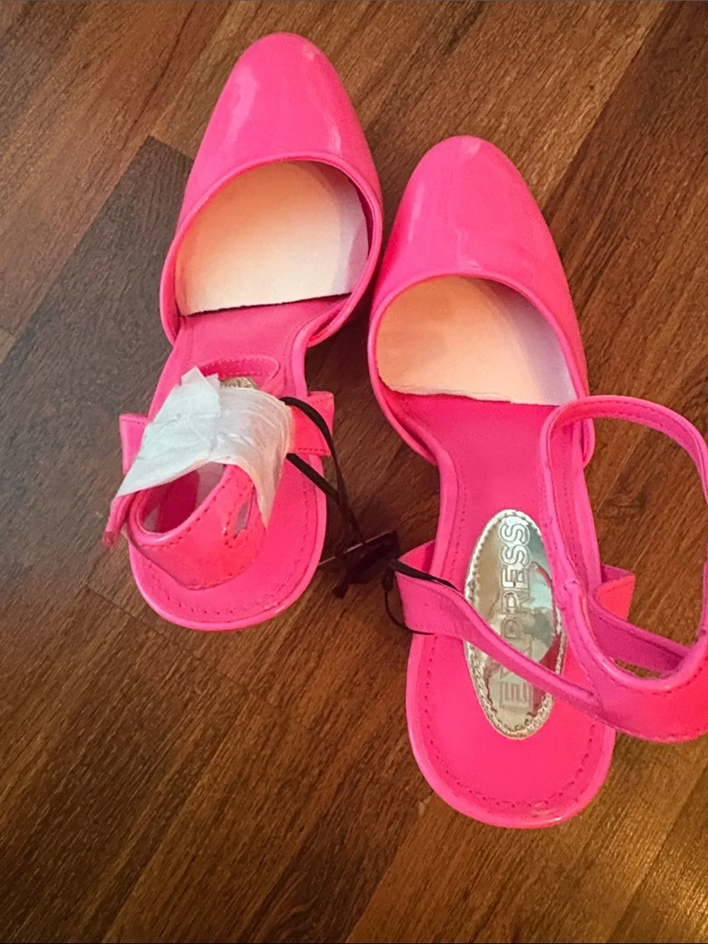 Express Women's Neon Pink Platform Block Heel Sandals